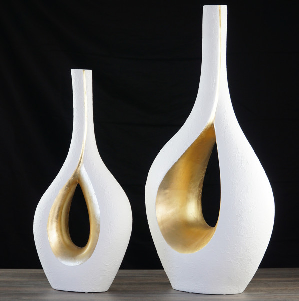 Keramik - Vase 90cm Höhe "Eleganza grande" mit Blattgold