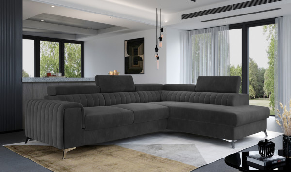 moderne Polsterecke CREMONA luxuriöses Designsofa mit Bettkasten und Schlaffunktion.