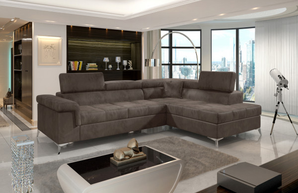 Polsterecke SALERNO Sofa mit Bettfunktion, Stauraum und verstellbare Kopfstützen