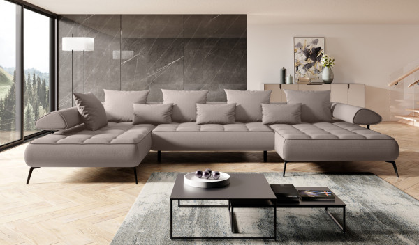 Design Sofa Wohnlandschaft mit elektrischer Sitztiefenverstellung - Luxusmodell FIRENZE