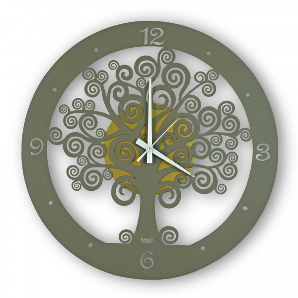 Wanduhr Lebensbaum aus Metall - handgefertigt - Braun