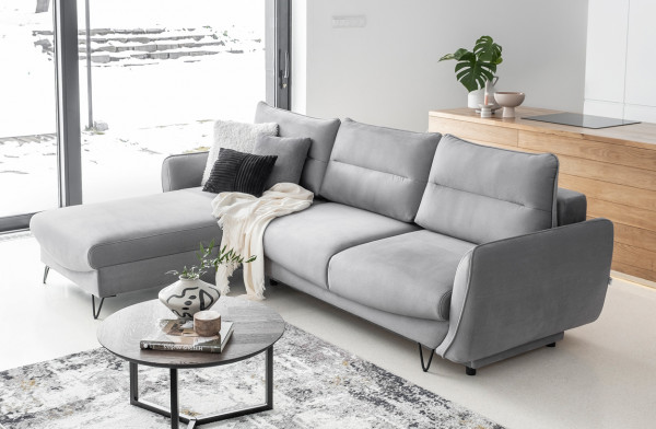 modernes Ecksofa SVEA mit Schlaffunktion und Bettkasten - Designsofa - modern skandinavisch
