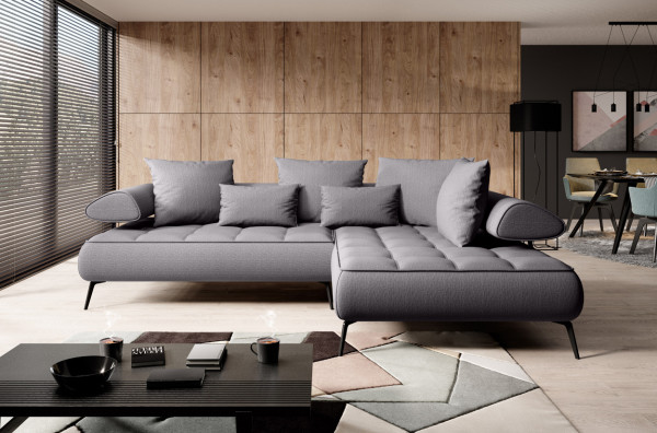 Design Ecksofa FIRENZE L mit elektrischer Sitztiefenverstellung - große Liegefläche - elegantes Sofa