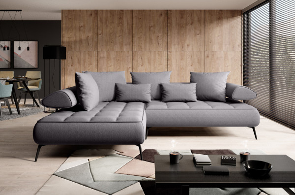 Design Ecksofa FIRENZE L mit elektrischer Sitztiefenverstellung - große Liegefläche - elegantes Sofa