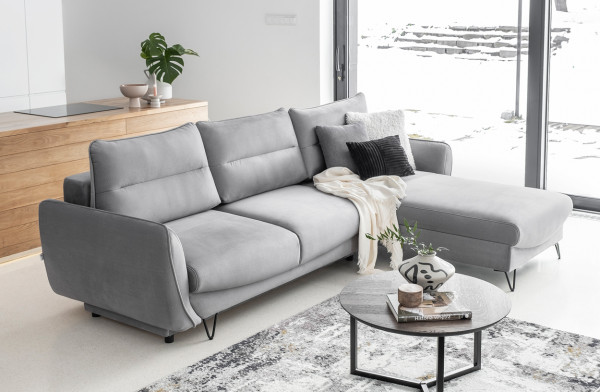 Ecksofa SVEA mit Schlaffunktion und Bettkasten - skandinavisch Design