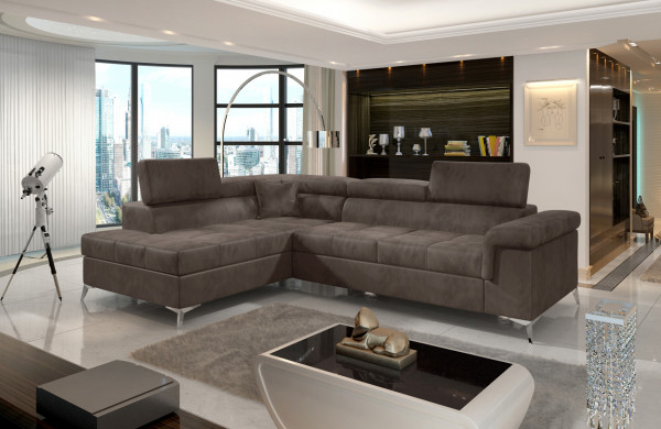 Polsterecke SALERNO Sofa mit Bettfunktion, Stauraum und verstellbare Kopfstützen