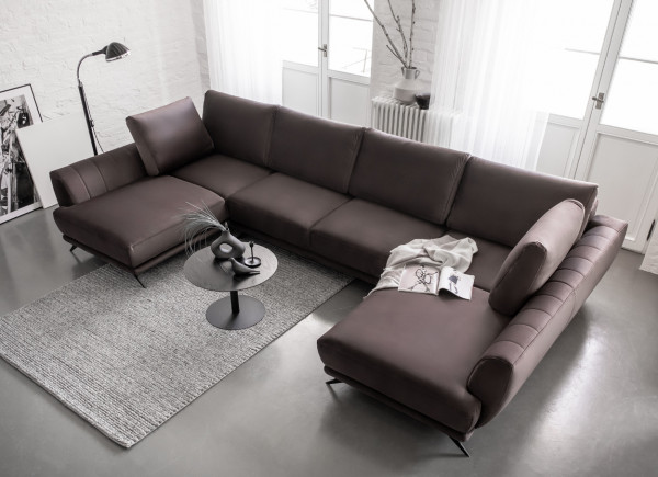 Elegante Wohnlandschaft UDINE mit Schlaffunktion - Sofa in U-Form