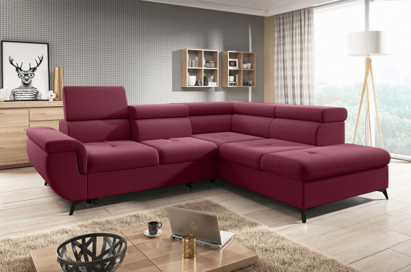 Ecksofa TREVISO Sofa L-Form mit verstellbarer Sitztiefe und Kopfstützen sowie Schlaffunktion